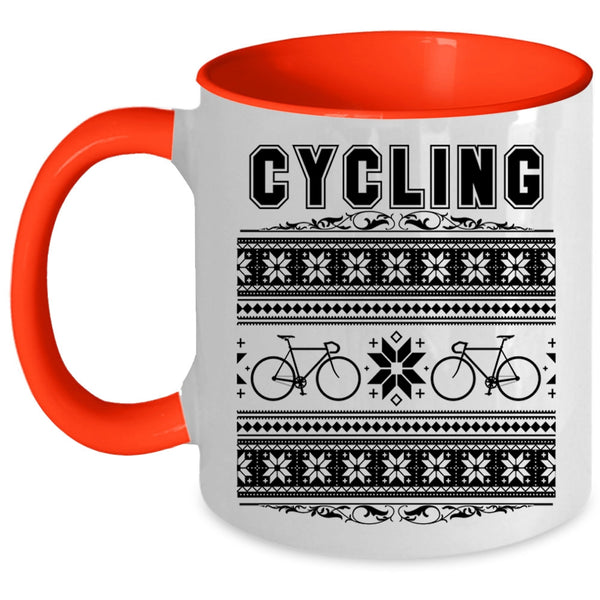 I Love Christmas  Coffee Mug, Cycling Accent Mug