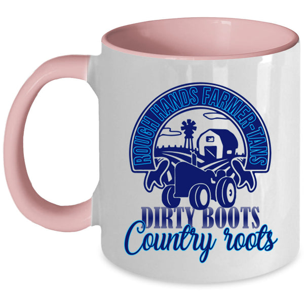 Dirt Boots Coffee Mug, Rough Hands Farmer Tans Accent Mug