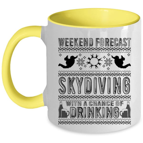 Christmas Gift For Skydiver Coffee Mug, Weekend Forecast Skydiving Accent Mug