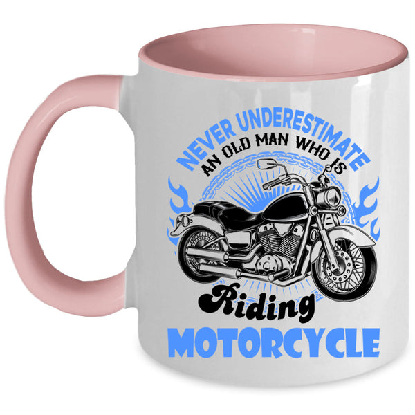 Cool Grandpa Coffee Mug, An Old Man Is Riding Motorcycle Accent Mug
