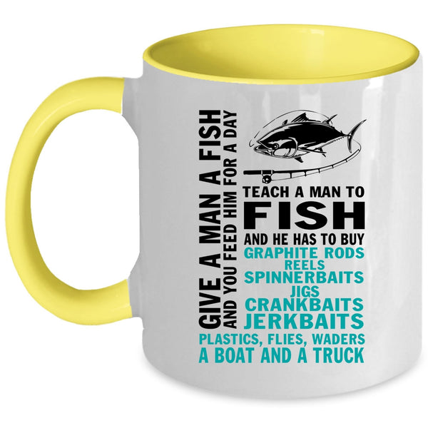 Teach A Man To Fish Coffee Mug, Give A Man A Fish Accent Mug