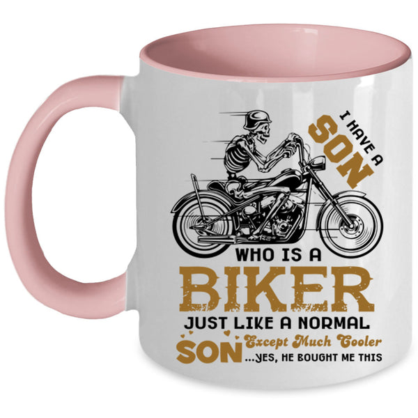 Best Gift For My Son Coffee Mug, My Son Is A Biker Accent Mug