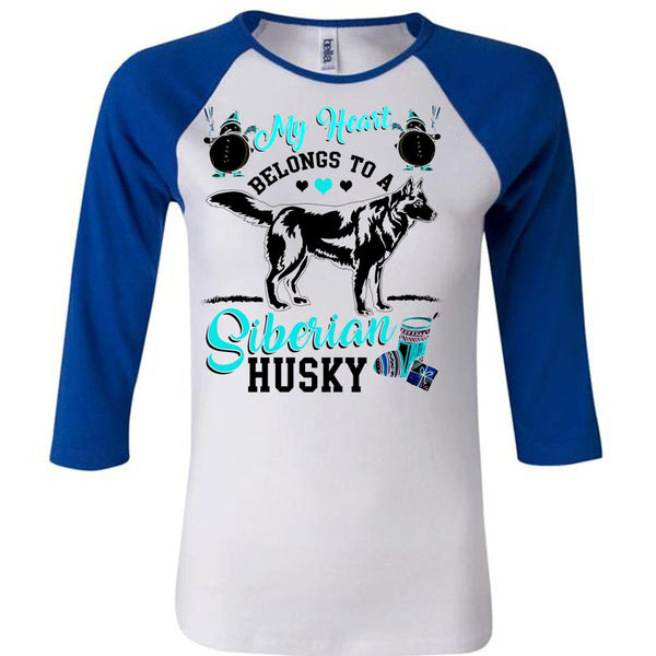 My Heart Belongs To A Siberian Husky T Shirt, I Love My Dog T Shirt, Awesome T-Shirts