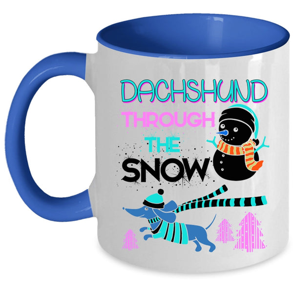 Cute Dachshund Coffee Mug, Dachshund Through The Snow Accent Mug