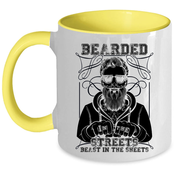 Cool Gift For Bearded Men Coffee Mug, Bearded In The Streets Accent Mug