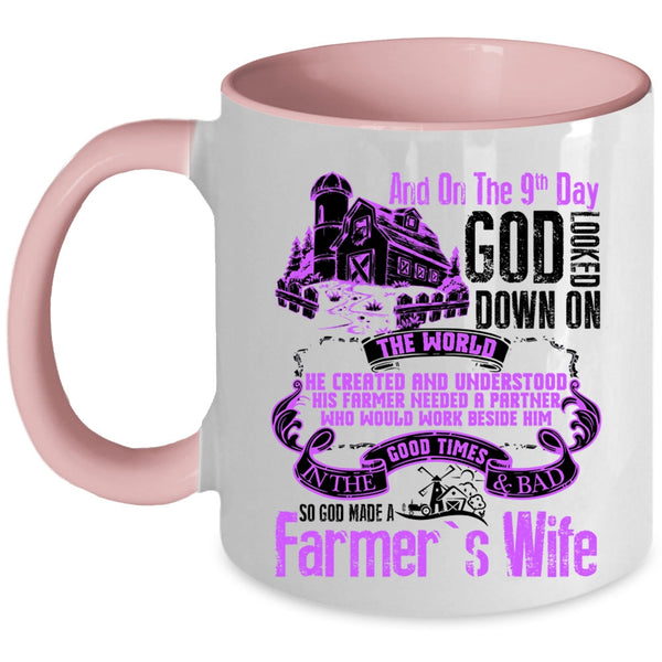 Funny Farmer's Wife Coffee Mug, On The 9th Day God Made A Farmer's Wife Accent Mug