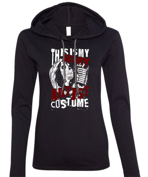 This Is My Scary Artist Costume T Shirt, Being A Hair Stylist T Shirt (Anvil Ladies Ringspun Hooded)