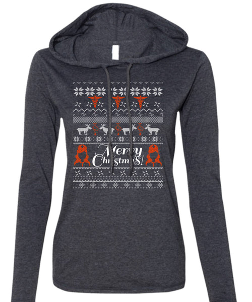Merry Christmas T Shirt, Funny Winter T Shirt (Anvil Ladies Ringspun Hooded)