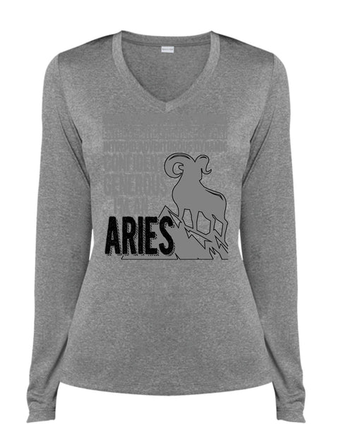 I'm An Aries T Shirt, Being An Aries T Shirt, Cool Shirt (Ladies LS Heather V-Neck)