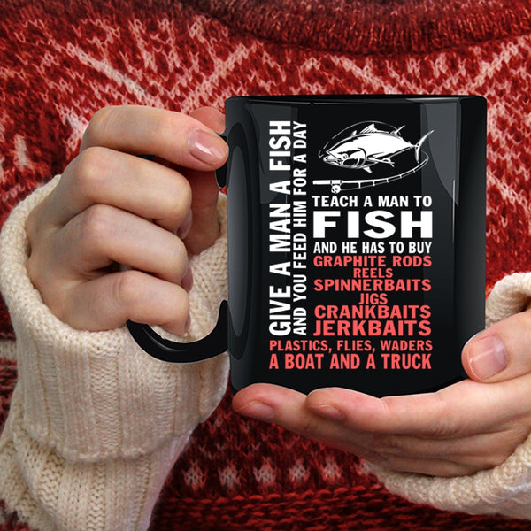 Give A Man A Fish Coffee Mug, Teach A Man To Fish Coffee Cup
