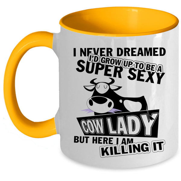 Cool Cow Lady Coffee Mug, I'd Grow Up To Be A Cow Lady Accent Mug