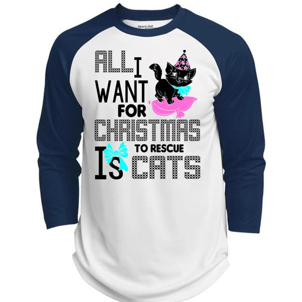 All I Want For Christmas To Rescue Is Cats T Shirt, I Love My Cat T Shirt, Awesome T-Shirts  (Polyester Game Baseball Jersey)