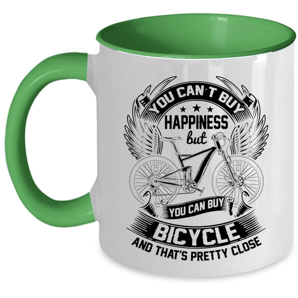 You Can Buy Bicycle Coffee Mug, You can't Buy Happiness Accent Mug