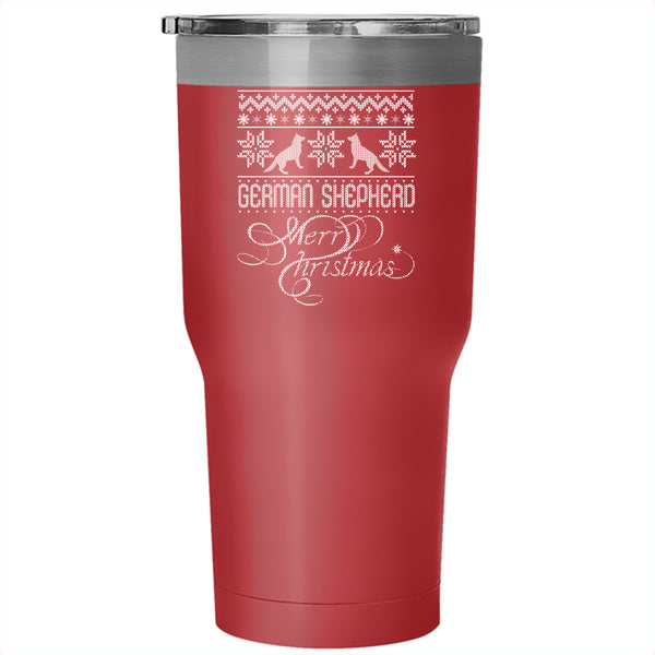 German Shepherd Tumbler 30 oz Stainless Steel, Merry Christmas Travel Mug