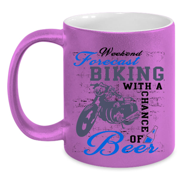 Chance Of Beer Coffee Mug, Weekend Forecast Biking Accent Mug