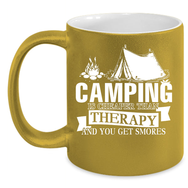 Camping Is Cheaper Than Therapy Coffee Mug, Funny Outdoor Coffee Cup