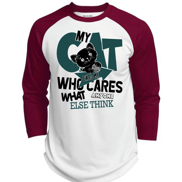My Cat Likes Me Who Cares T Shirt, I Love My Cat T Shirt, Awesome T-Shirts  (Polyester Game Baseball Jersey)