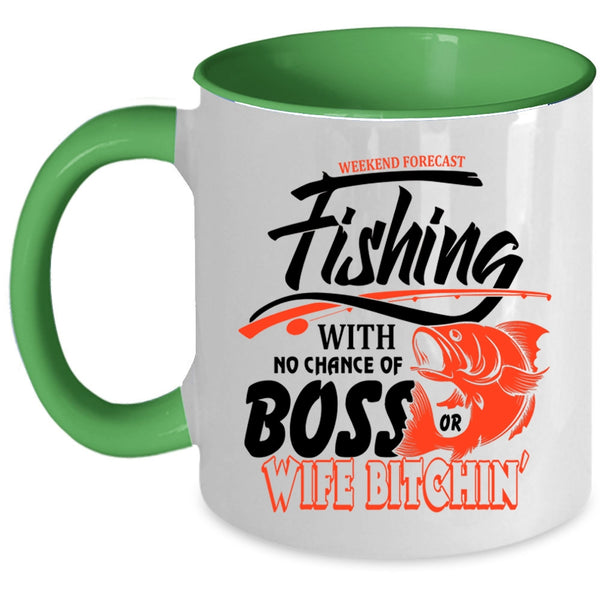 Cool Fisher Coffee Mug, Weekend Forecast Fishing Accent Mug