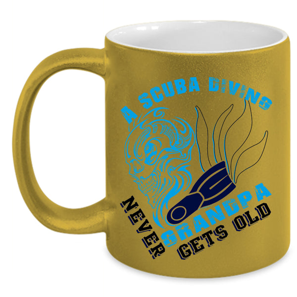Never Get Old Coffee Mug, A Scuba Diving Grandpa Accent Mug