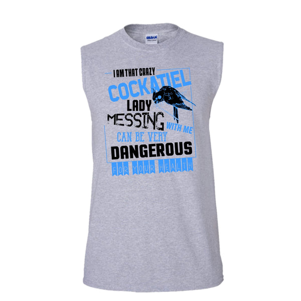 I'm That Crazy Cockatiel Lady T Shirt, Cockatiel Lady T Shirt, Awesome t-shirts (Men's Cotton Sleeveless)