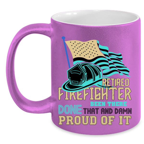 Cool American Flag Coffee Mug, Retired Firefighter Accent Mug