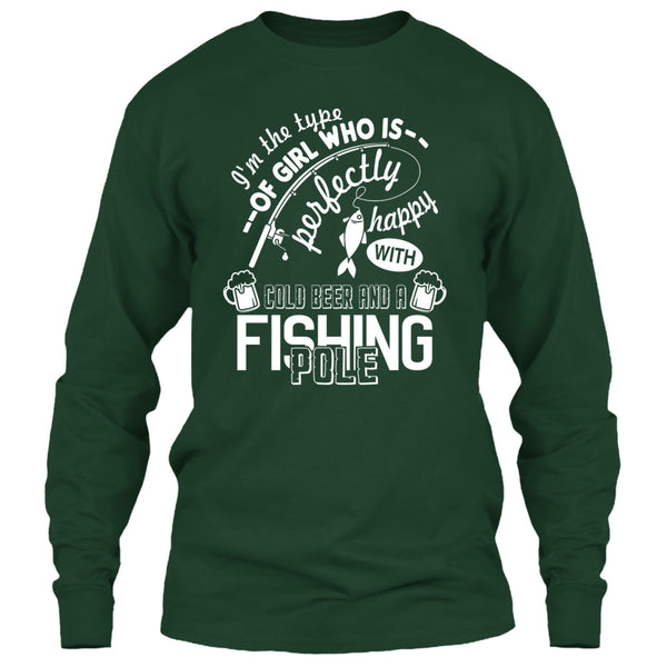 Pretty Happy With Cool Beer T Shirt, A Fishing Pole T Shirt