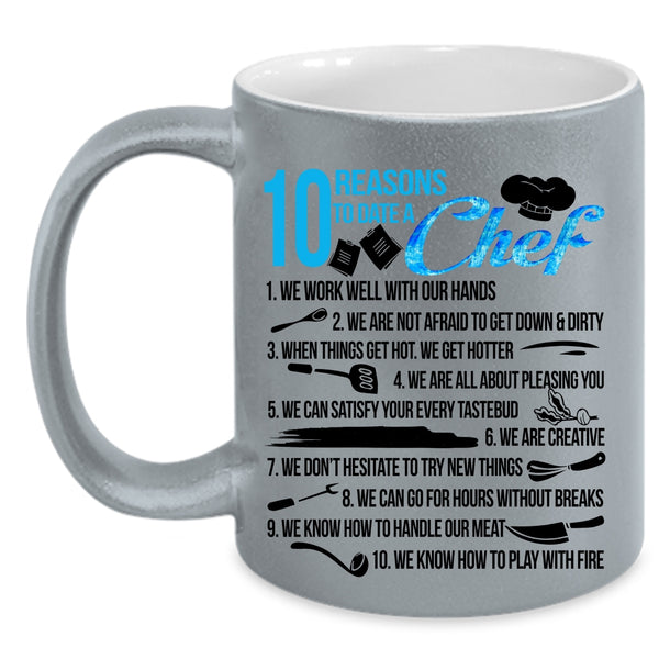 Cool Couple Coffee Mug, 10 Reasons To Date A Chef Accent Mug