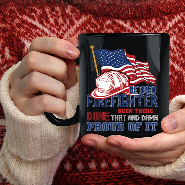 Retired Firefighter Coffee Mug, Cool American Flag Coffee Cup