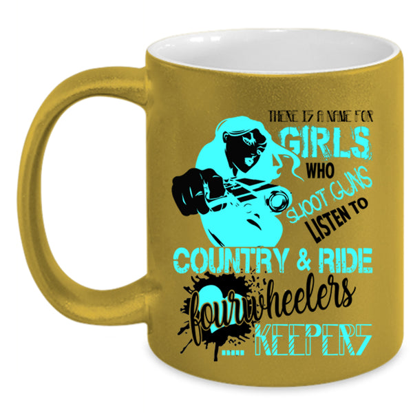 Awesome Girls Coffee Mug, Listen To Country And Ride Fourwheelers Accent Mug