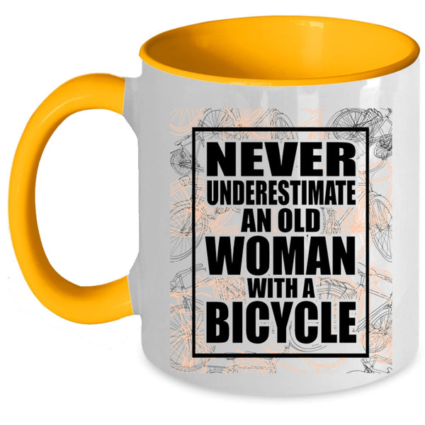 Funny Grandmas Coffee Mug, An Old Woman With A Bicycle Accent Mug