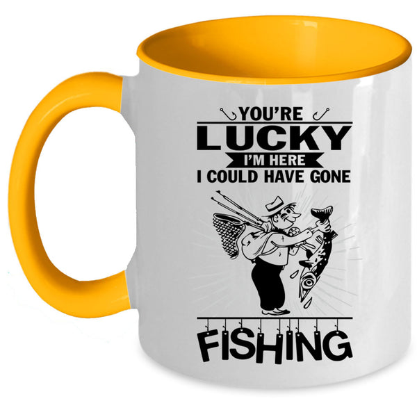 Outdoor Coffee Mug, I Could Have Gone Fishing Accent Mug
