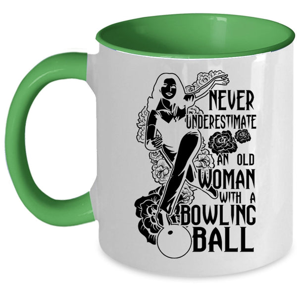 Cool Grandma Coffee Mug, An Old Woman With A Bowling Ball Accent Mug