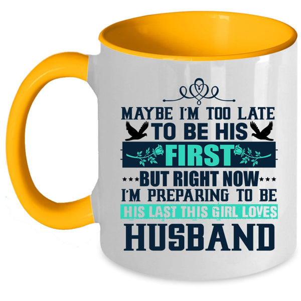 Cute Wedding Coffee Mug, This Girl Loves Husband Accent Mug