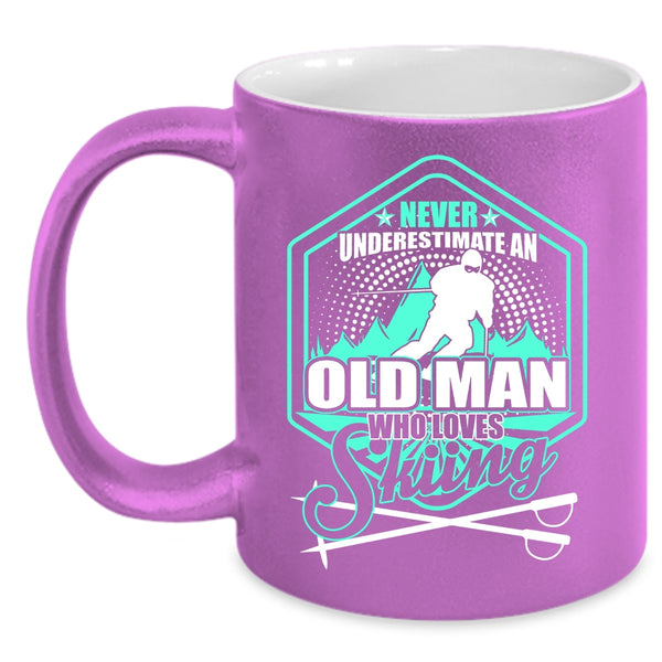 Old Man Loves Skiing Coffee Mug, Cool Grandpa Coffee Cup