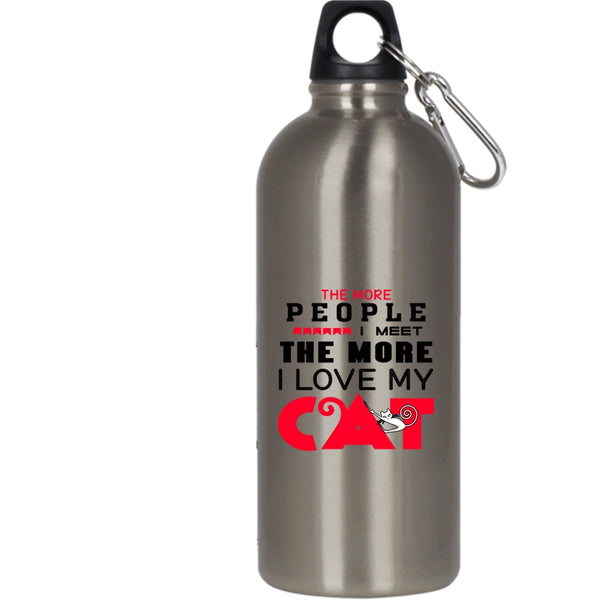 The More People I Meet I Love My Cat 20 oz Stainless Steel Bottle,Cute Cats Outdoor Sports Water Bottle