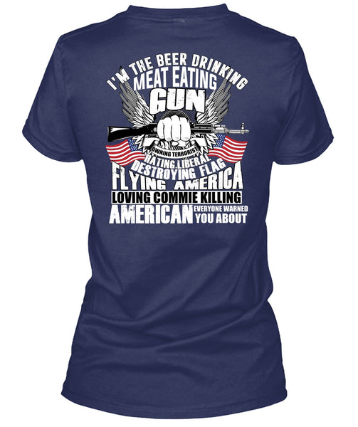 Meat Eating Gun T Shirt, Flying America T Shirt