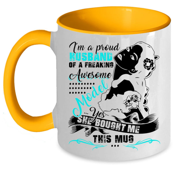 Cool Model's Husband Coffee Mug, I'm A Proud Husband Of A Model Accent Mug