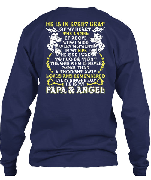 He Is In Every Beat Of My Heart T Shirt, Papa And Angel T Shirt