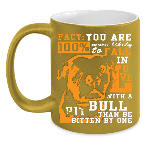 Fall In Love With A Pit Bull Coffee Mug, Cute Dogs Coffee Cup