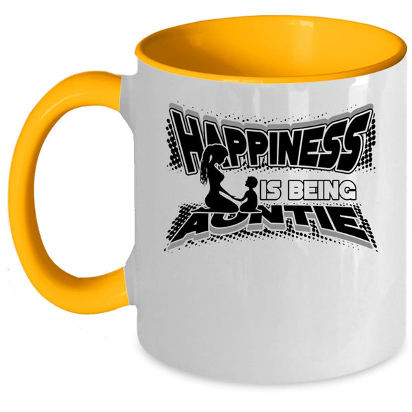 Cute Aunt Coffee Mug, Happiness Is Being Auntie Accent Mug