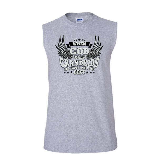 When God Made Grandkids T Shirt, My Grandkids T Shirt, Awesome t-shirts (Men's Cotton Sleeveless)