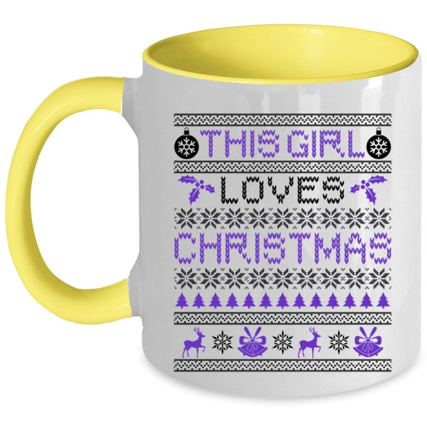 Beautiful Girls Coffee Mug, This Girl Loves Christmas Accent Mug