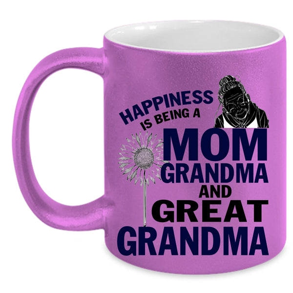 Grandma And Great Grandma Coffee Mug, Happiness Is Being A Mom Accent Mug
