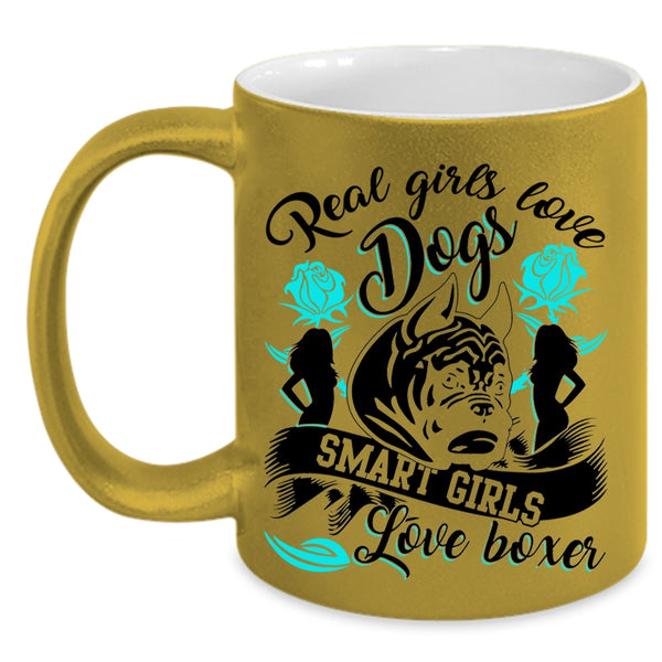 Smart Girls Love Boxer Coffee Mug, Real Girls Love Dogs Accent Mug