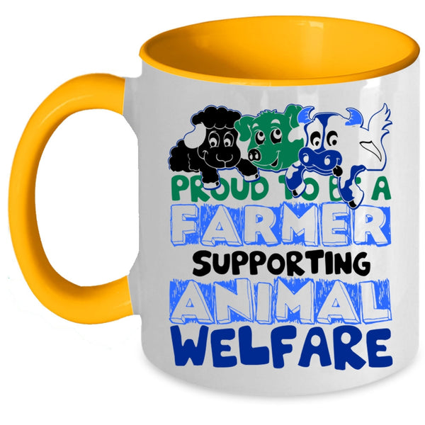 Supporting Animal Coffee Mug, Proud To Be A Farmer Accent Mug
