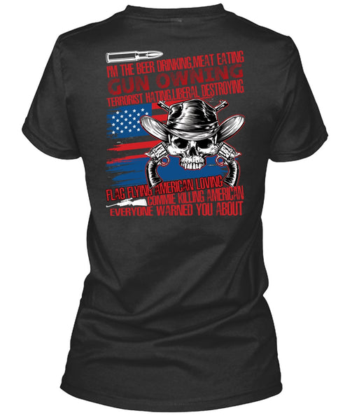 Meat Eating Gun Owning T Shirt, Flag Flying T Shirt