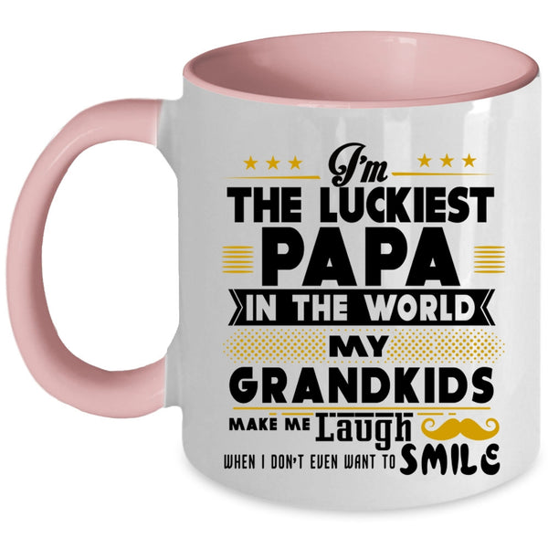 My Grandkids Make Me Laugh Coffee Mug, I'm The Luckiest Papa In The World Accent Mug