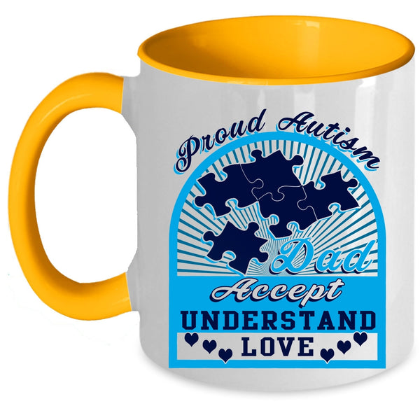 Accept Understand Love Coffee Mug, Proud Autism Dad Accent Mug