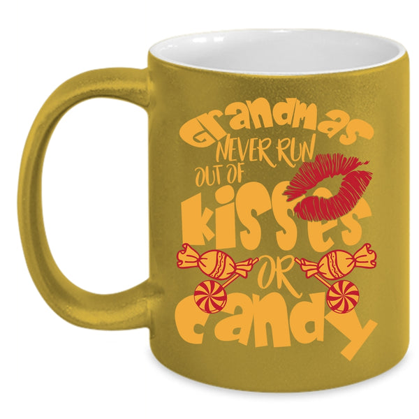 Grandmas Never Run Out Of Kisses Or Candy Coffee Mug, Cute Grandmas Coffee Cup
