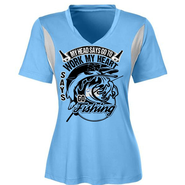 Work My Heart Says Go Fishing T Shirt, I Love Fishing T Shirt, Awesome T-Shirts